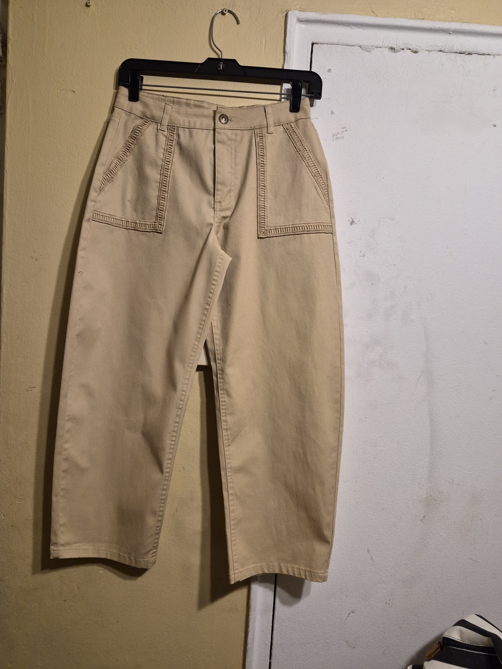Owillo Kids Ladder Lace Embroidery Tan Khaki Pants - Classic Fit Size L